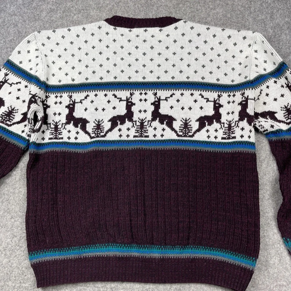 VTG Rob Winter Sweater Mens XL Reindeer Snowflakes Trees Grandpa‎ Cabin Core